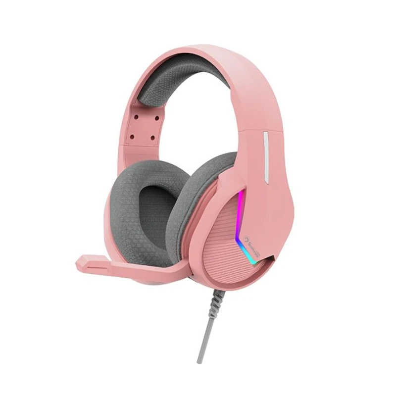 AUDIFONO CON MICROFONO GAMING MARVO H8618 PK TACTIC 40 RGB ESTATICO USB ROSADO