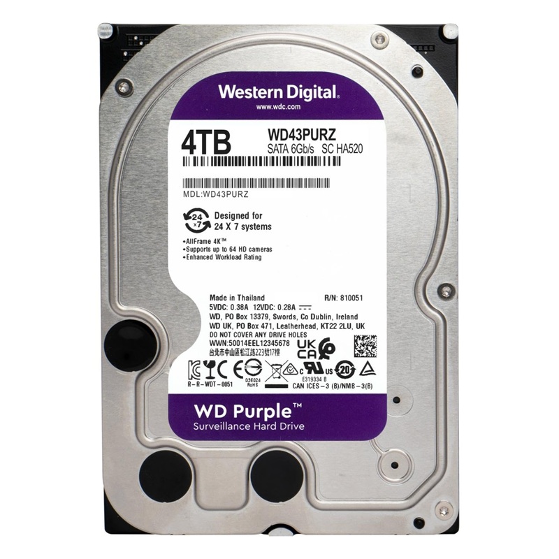 DISCO DURO 3.5" 4TB WD PURPLE WD43PURZ SATA