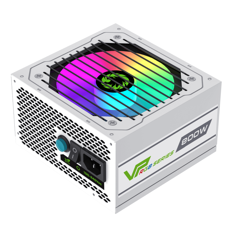 FUENTE DE PODER 800W GAMEMAX VP-800 CERTIFICADA 80+ BRONCE RGB SEMI-MODULAR BLANCA