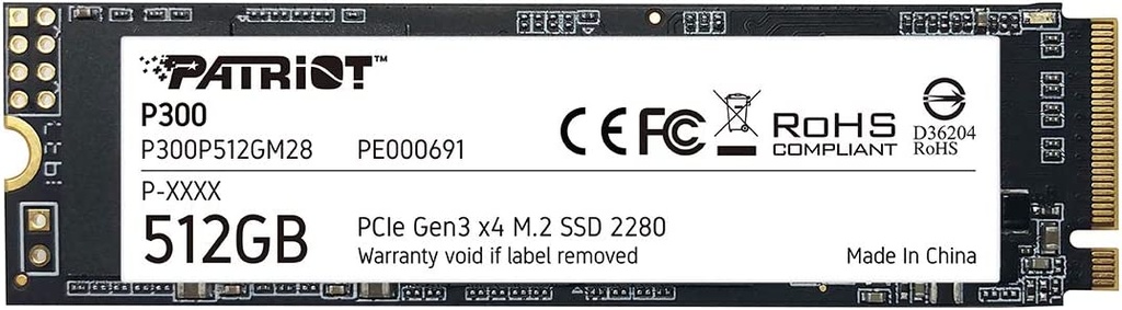 UNIDAD SSD M.2 512GB PATRIOT P300 PCIE GEN3X4