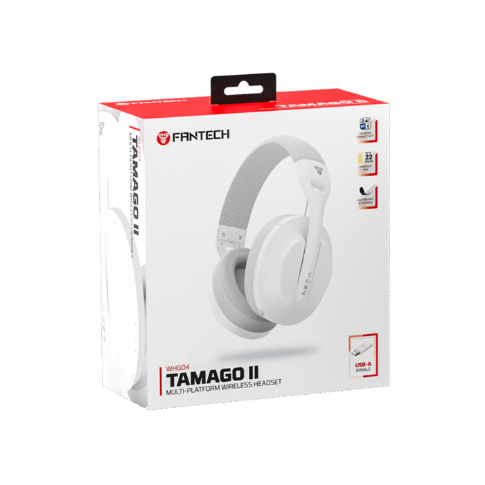 AUDIFONO CON MICROFONO FANTECH TAMAGO II WHG04 WH DUAL BLUETOOH Y USB MULTIPLATAFORMA INALAMBRICO BLANCO
