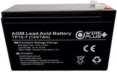 BATERIA WIREPLUS 12V-7AH AGM WP-BAT12V-7A