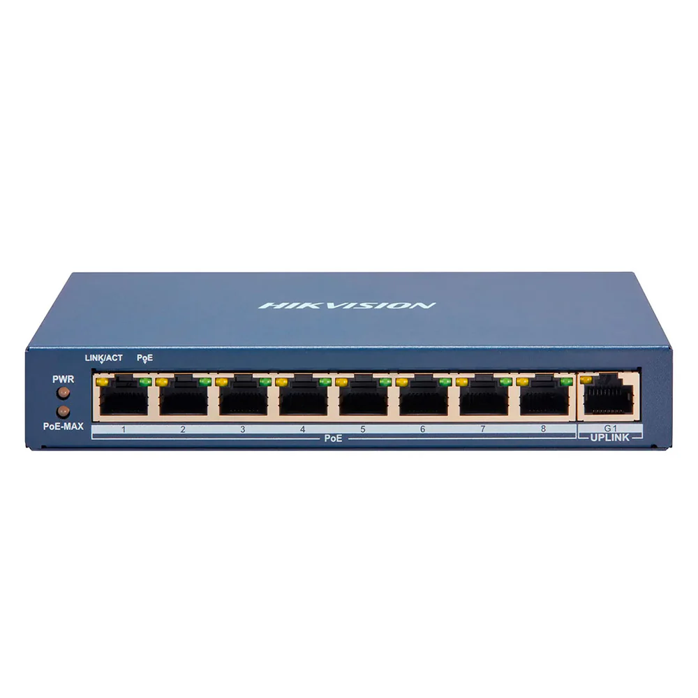 SWITCH 8 PUERTOS POE 10/100 HIKVISION DS-3E1309P-EI/M  + 1 UPLINK GIGABIT 65W
