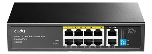 SWITCH CUDY FS1010P 8 PUERTOS POE 10/100 CON 2UP 120W 