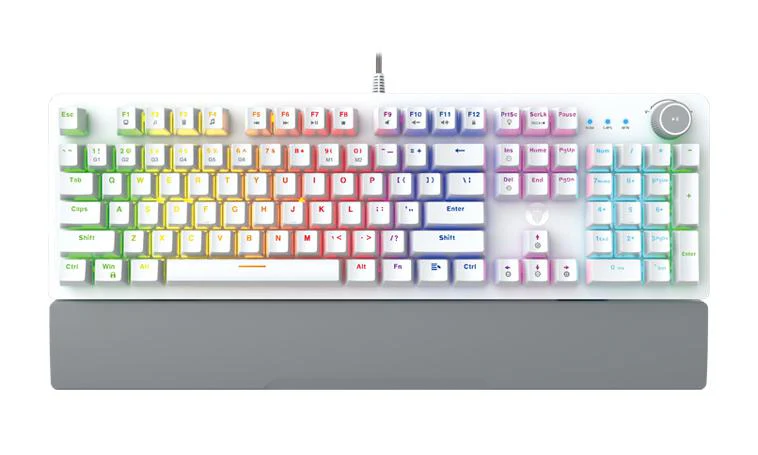 TECLADO MECANICO FANTECH MAXPOWER MK853V2 WE INGLES 100% BLANCO SW-ROJO