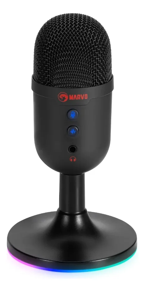 MICROFONO STREAMING MARVO MIC-06 BK BLAST 40 USB CANCELACION DE RUIDO NEGRO