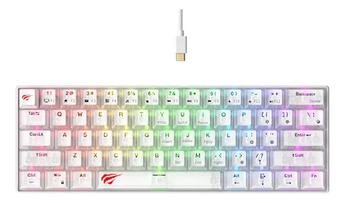 TECLADO MECANICO HAVIT BACKLIT GAMENOTE KB903L 60%  USB BLANCO