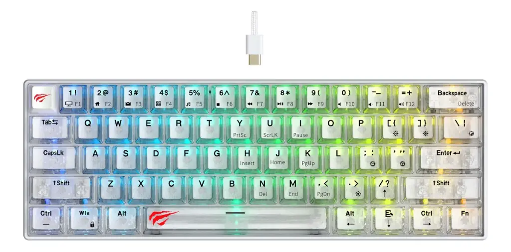 TECLADO MECANICO HAVIT BACKLIT GAMENOTE KB903L 60% USB BLANCO