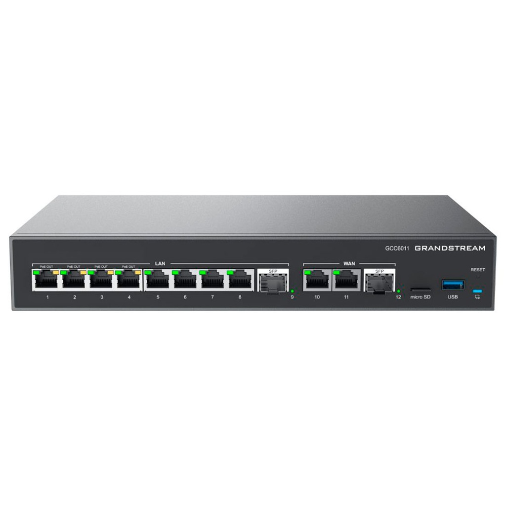  SISTEMA DE CONVERGENCIA UC GRANDSTREAM GCC6011 4 EN 1 MULTI-WAN 12 PUERTOS 10 GIGABIT Y 2 PUERTOS SFP+