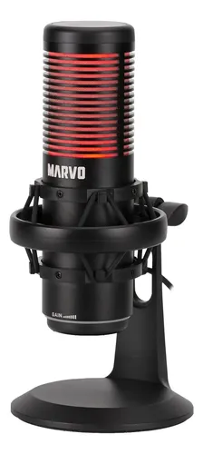 MICROFONO STREAMING MARVO MIC-07 BK BLAST 60 USB CANCELACION DE RUIDO NEGRO