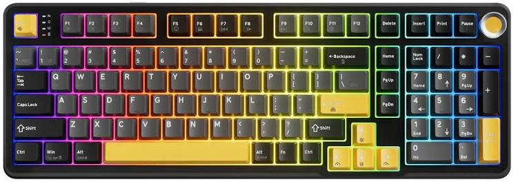 TECLADO MECANICO MARVO KG986W TITAN 98 INGLES 98% TRI-MODO NEGRO SW-AMARILLO