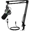 MICROFONO DINAMICO PROFESIONAL CON BRAZO MAONO RGB HIBRIDO PD200XS PARA PODCAST Y STREAMING 