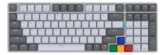 TECLADO MECANICO FANTECH MAX FIT AIR99 MK916 GY 100% TRI-MODO INALAMBRICO / BT / CABLE GRIS SW-ROJO 