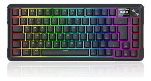TECLADO MECANICO REDRAGON UCAL PRO LCD K724RGB-PRO SP 75% INALAMBRICO TRI-MODO NEGRO SW-ROJO