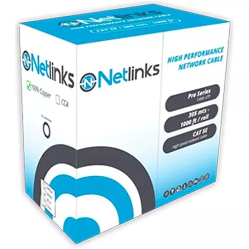 BOBINA CABLE UTP 305M CAT 6 INTERIOR NETLINKS CCA