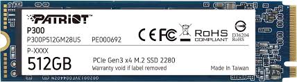 UNIDAD SSD M.2 512GB PATRIOT P300 PCIE GEN3X4