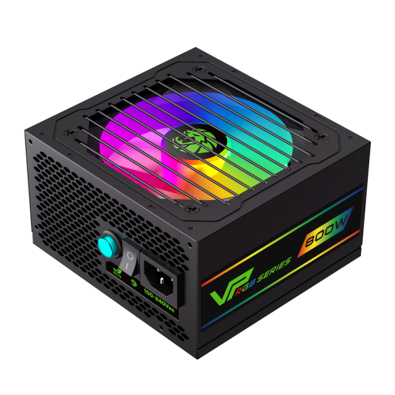 FUENTE DE PODER 800W GAMEMAX VP-800 CERTIFICADA 80+ BRONCE RGB SEMI-MODULAR NEGRA