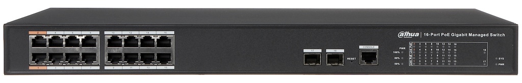 SWITCH DAHUA DH-PFS4218-16GT-240 16 PUERTOS ADMIN GIGABIT POE RACK 