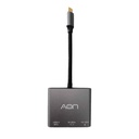 ADAPTADOR AON USB-C T A HDMI 2.0, USB 3.0 Y USB-C 100W