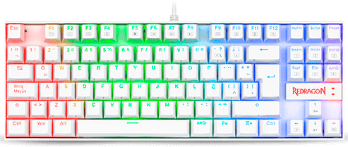 [00181] TECLADO MECANICO REDRAGON KUMARA K552W-RGB 80% BLANCO ESPAÑOL SW-ROJO