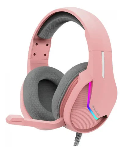 [00721] AUDIFONO CON MICROFONO GAMING MARVO H8618 PK TACTIC 40 RGB ESTATICO USB ROSADO