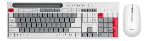 [01276] COMBO TECLADO Y MOUSE MARVO WS009 MULTIMEDIA INGLES USB BLANCO BATERIAS NO INCLUIDA
