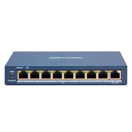 [01441] SWITCH 9 PUERTOS HIKVISION  DS-3E1309P-EI/M 8 POE 10/100 + 1 UPLINK GIGABIT 65W