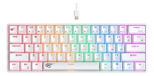 [01663] TECLADO MECANICO HAVIT BACKLIT GAMENOTE KB903L 60%  USB BLANCO