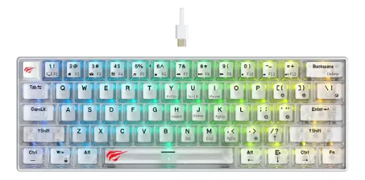 [01663] TECLADO MECANICO HAVIT BACKLIT GAMENOTE KB903L 60%  USB BLANCO