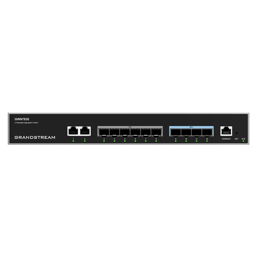 [01855] SWITCH GRANDSTREAM GWN7830 10 PUERTOS 2 GIGABIT 6 SFP 1G Y 4 SFP+ 10G RACK CAPA 3 