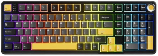 [01877] TECLADO MECANICO MARVO KG986W TITAN 98 INGLES 98% TRI-MODO NEGRO SW-AMARILLO