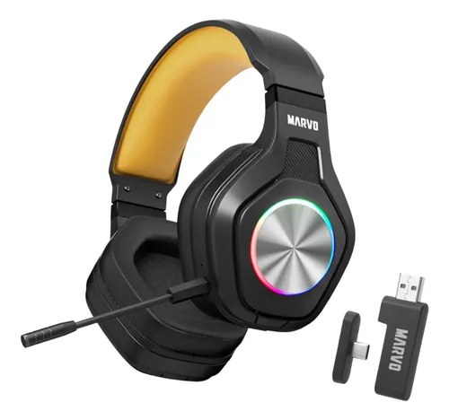 [01878] AUDIFONO CON MICROFONO GAMING MARVO PULZ 80W HG9084W RGB INALAMBRICO NEGRO