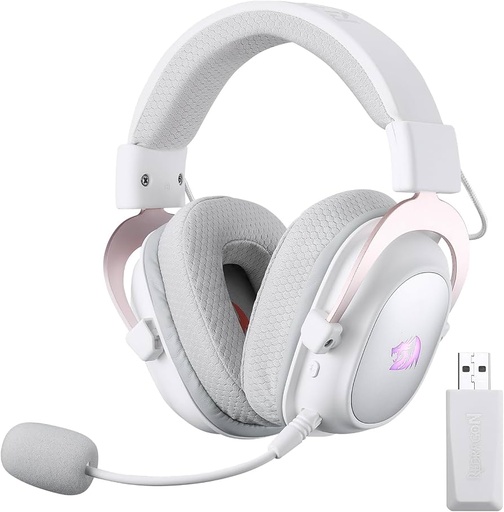 [01898] AUDIFONO CON MICROFONO GAMING REDRAGON ZEUS PRO H510W-PRO INALAMBRICO BLANCO