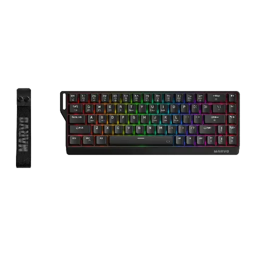 [02088] TECLADO MECANICO MARVO KG965W BK SAMBER 65W INGLES 65% TRI-MODO NEGRO SW-AMARILLO