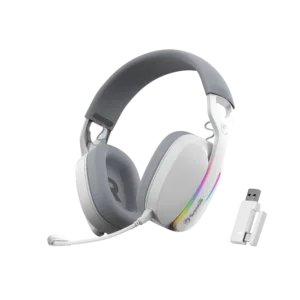 [02175] AUDIFONO CON MICROFONO GAMING MARVO PULZ 70W HG9086W WH RGB INALAMBRICO BLANCO